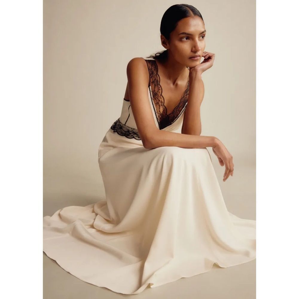 ME+EM Satin And Lace Full-Length Slip Dress